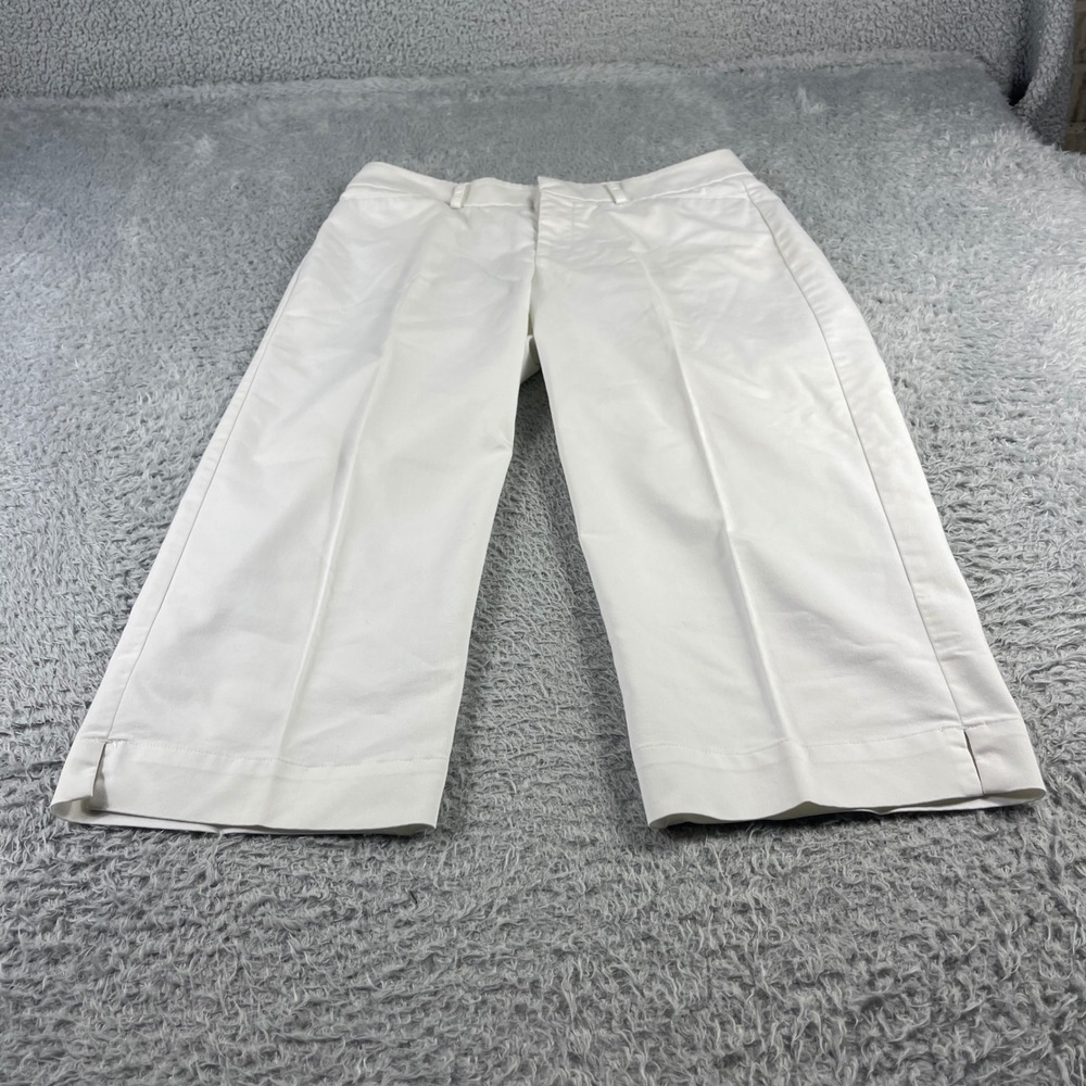 Dockers Womens White Mid Rise Curvy Fit Capri Cropped Pants Size 8 Stretch